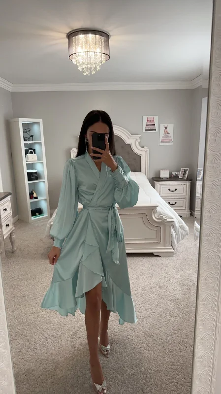 Quick Sale MINT SATIN WRAP MAXI DRESS