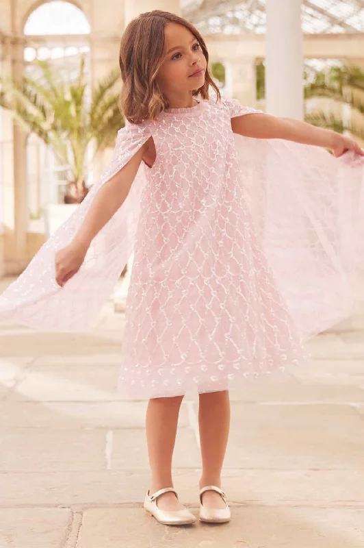 Extra Discounts Heart Lattice Cape Kids Dress