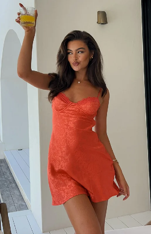Instant Savings Noeline Orange Satin Mini Dress