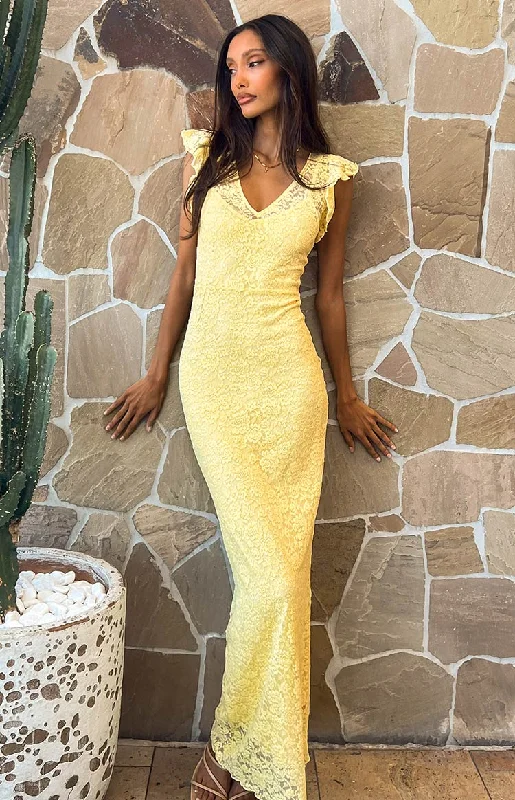 Markdowns Blake Yellow Lace Maxi Dress