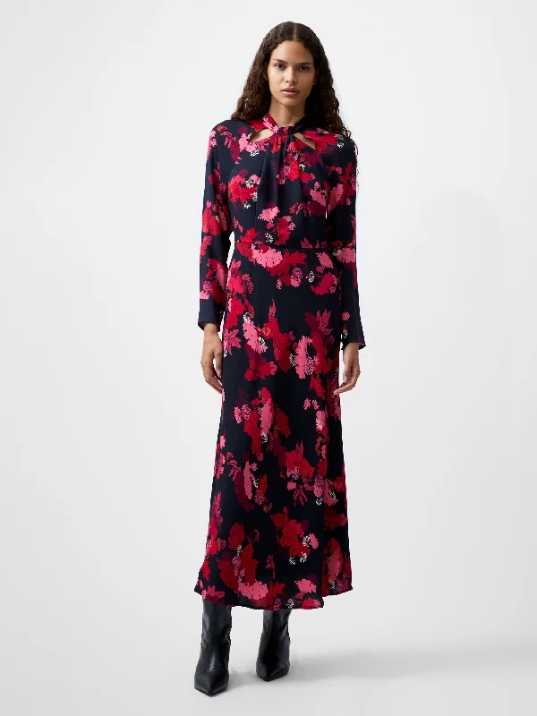 Don't Wait Foliage Chiara Tie Knot Neck Dress