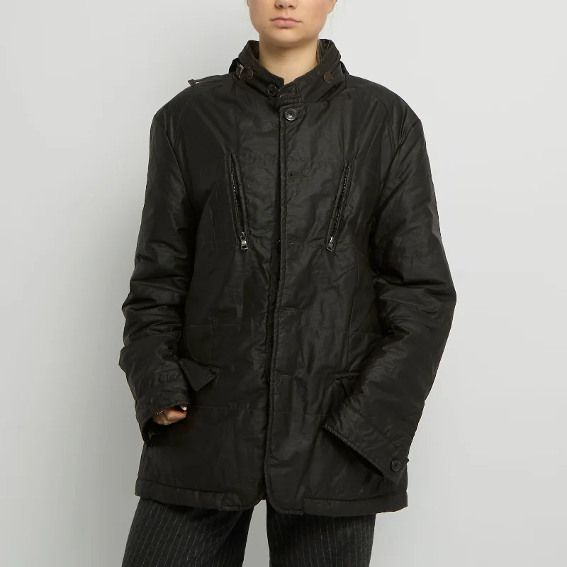 Can't Miss Waterproof Button Neck Waxy Jacket - UK 14
