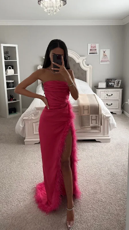 Best Seller PERRY FUCHSIA FEATHER GOWN