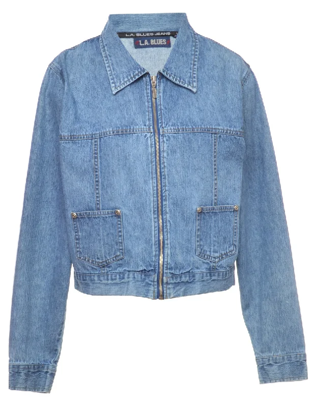 Year-End Sale 2000s Zip Front Denim Jacket - M