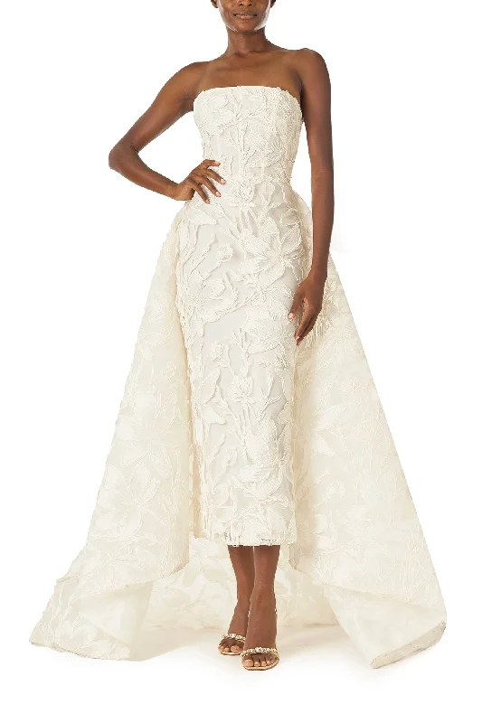 Super Bargain Embroidered Column Gown with Train