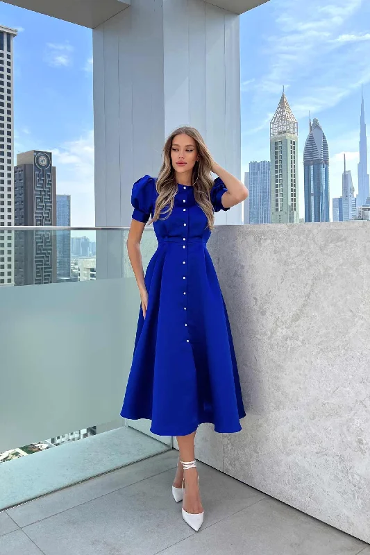 Closeout Button Front Midi Dress