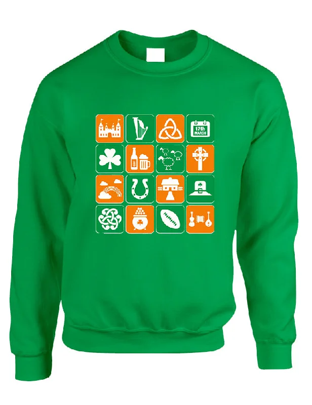 Price Drop Adult Sweatshirt Irish Icons St Patrick's Day Symbols Top