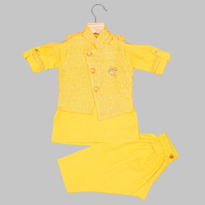 Big Savings Yellow Embroidered Boys Kurta Pajama